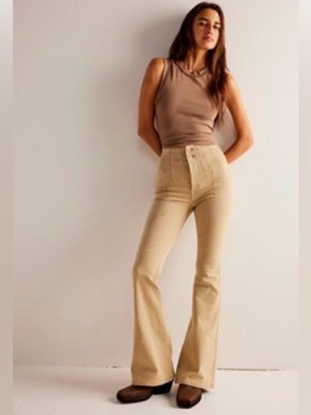 NWT Free People We the Free Jayde Flare Jeans High-Waist in Dirty Khaki 27